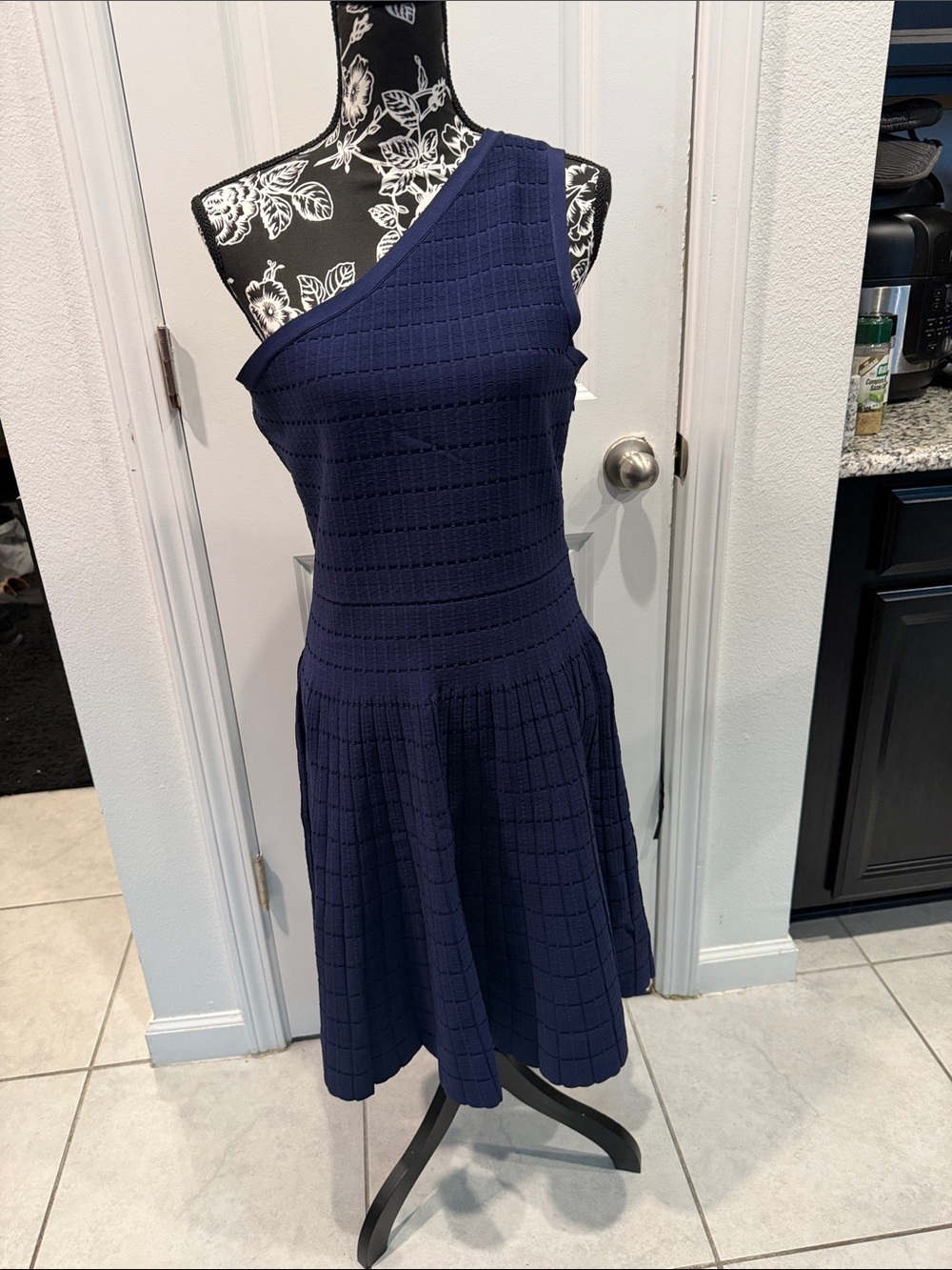 MICHAEL Michael Kors Navy One-Shoulder Fit & Flare Dress